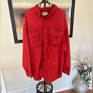 Misty Mountain Orange Long Sleeve Vented Fishing Outdoor Button Shirt Men’s XXL